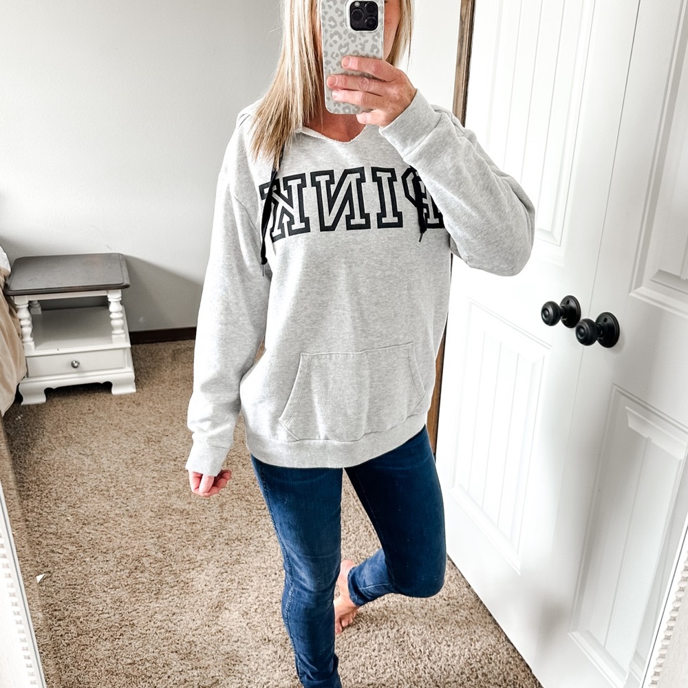 PINK by Victoria's Secret Light Gray Hooded Cozy Lightweight Sweatshirt XS